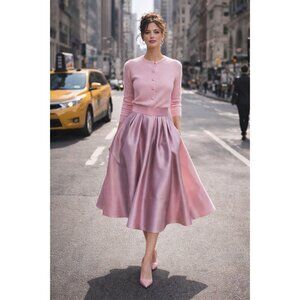 Aqua 100% Cashmere Crewneck Cardigan Cotton Candy Light Pink XS New With Tags